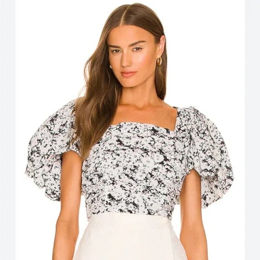 Aureta. Carmella Cropped Puff Sleeve Top Size Small